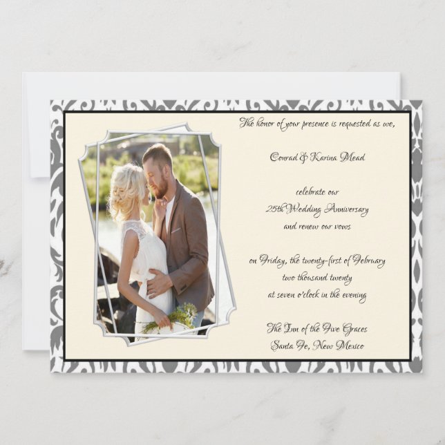 Invitation Célébration du 25e anniversaire de mariage (Devant)