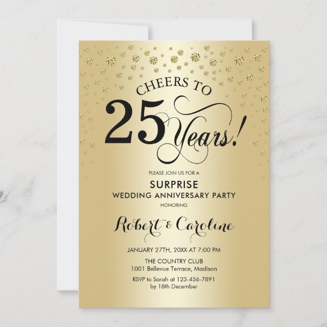 Invitation Célébration du 25e anniversaire - Or Noir (Devant)