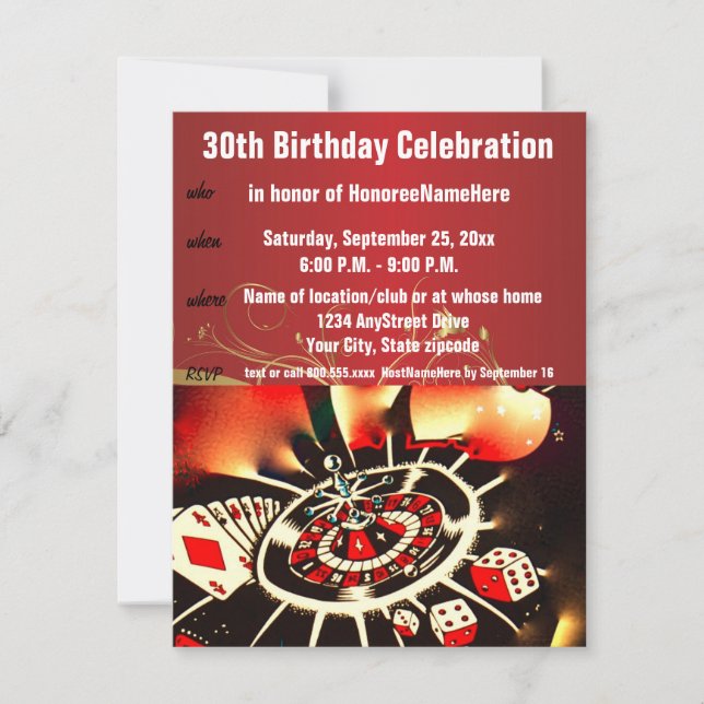 Invitation Célébration du 30e anniversaire du casino (Devant)