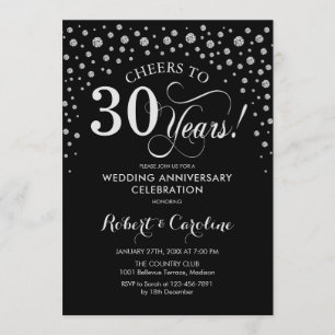 Invitation Célébration du 30e anniversaire - Noir d'argent