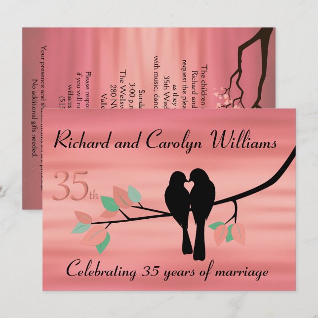 Invitation Célébration du 35e anniversaire de mariage des tou (Devant / Derrière)