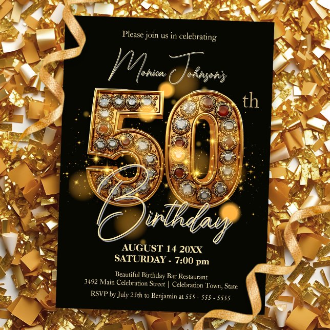 Invitation Célébration du 50e anniversaire de l'or et du noir (Créateur téléchargé)