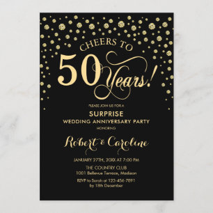 Invitation Célébration du 50e anniversaire de Surprise - L'or