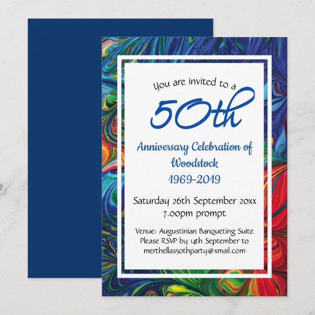 Invitation Célébration du 50e anniversaire Retro Personnalisé (Devant / Derrière)