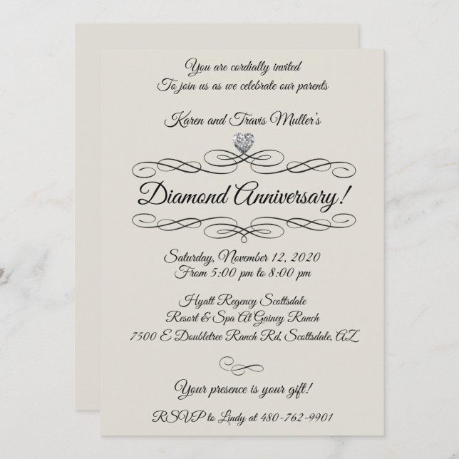 Invitation Célébration du 60e anniversaire de diamant (Devant / Derrière)