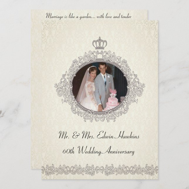 Invitation Célébration du 60e anniversaire de style victorien (Devant / Derrière)