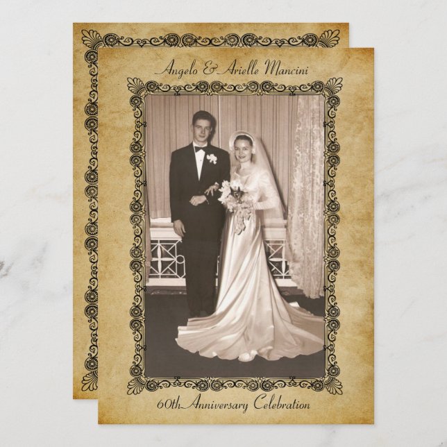 Invitation Célébration du 60e anniversaire Vintage (Devant / Derrière)