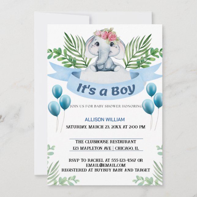 Invitation Célébration du couronnement du prince éléphant roi (Devant)