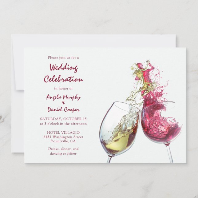 Invitation Célébration du Mariage de la danse du vin blanc ro (Devant)