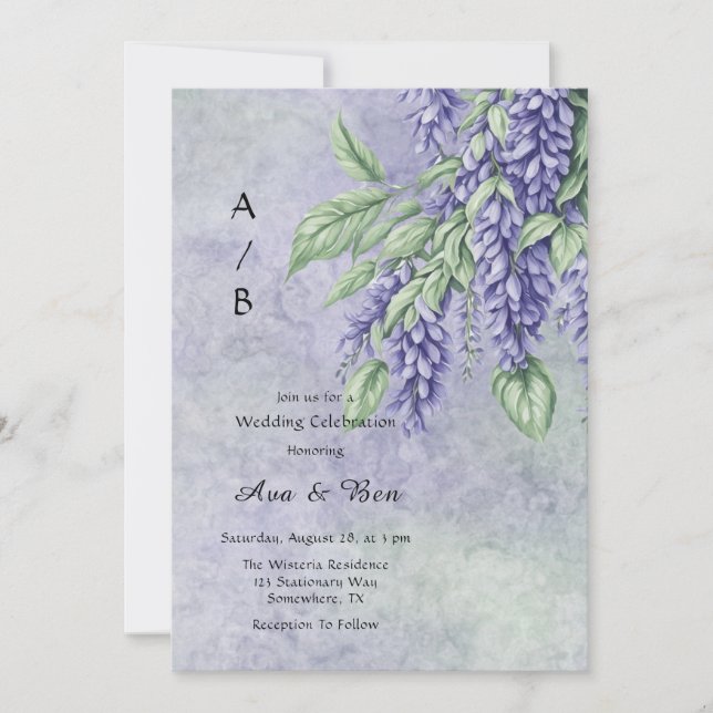 Invitation Célébration du Mariage de la lavande peinte (Devant)
