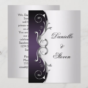 Invitation Célébration du Mariage de la Poste Ornate Purple B