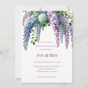 Invitation Célébration du Mariage de la Wisteria violet et ro