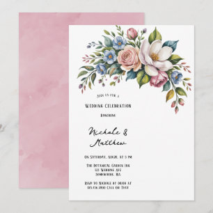 Invitation Célébration du Mariage du bouquet floral romantiqu