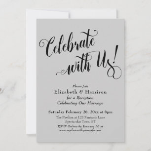 Invitation Célébration Élégante avec Nous ! Gris Clair Simple