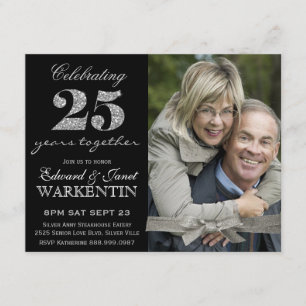 Invitation Célébration Élégante de 25 Ans de Mariage Photo Ar