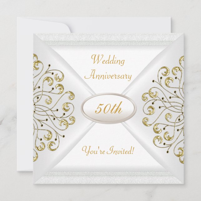 Invitation Célébration élégante de 50 ans de mariage en or bl (Devant)