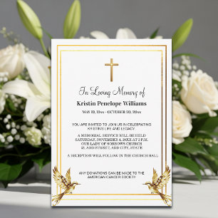 Invitation Célébration élégante de la vie avec croix d'or pou