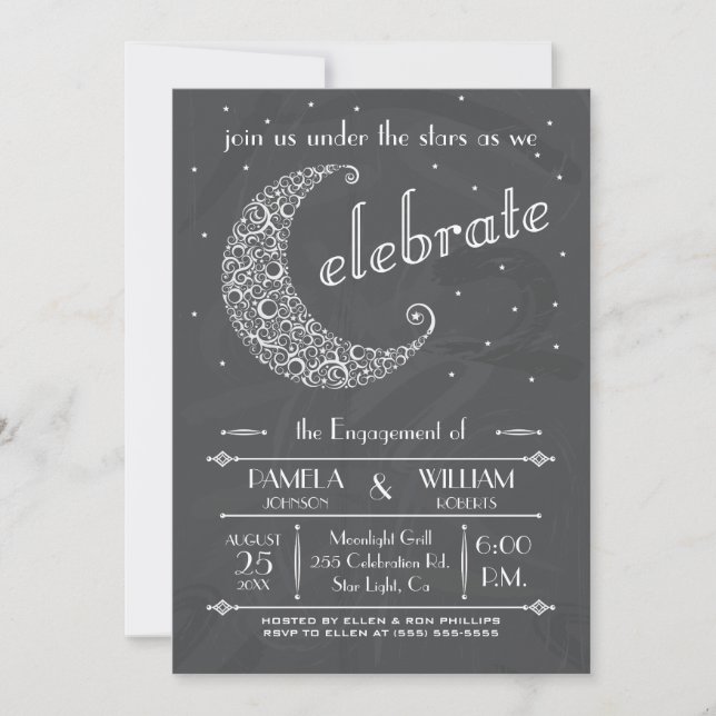Invitation Célébration élégante de lune de tableau (Devant)