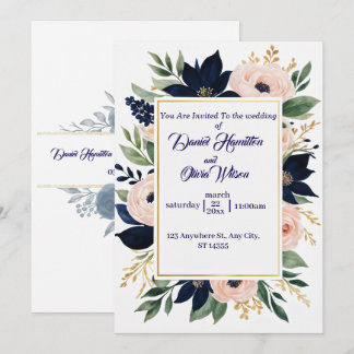 Invitation Célébration élégante des Mariages de la marine et 