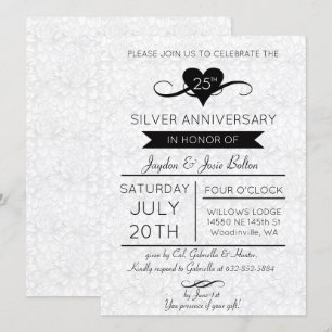Invitation Célébration élégante du 25e anniversaire