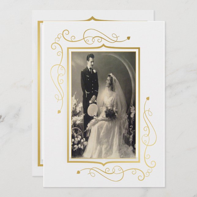 Invitation Célébration élégante du 60e anniversaire en or (Devant / Derrière)