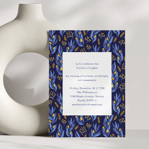 Invitation Célébration élégante Fête de Hanoukka bleue