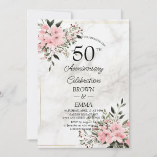 Invitation Célébration florale élégante du 50e anniversaire d
