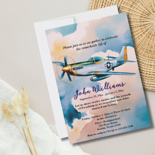 Invitation Célébration funéraire de la vie Mémorial Avion P-5