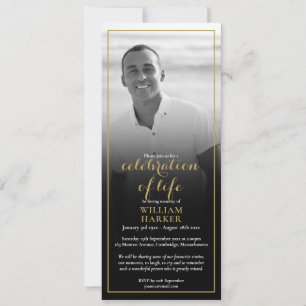 Invitation Célébration funéraire de la vie Photo en noir et b