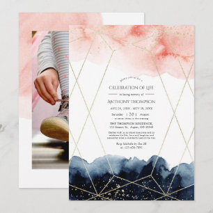Invitation Célébration géométrique de la Marine et du Blush d