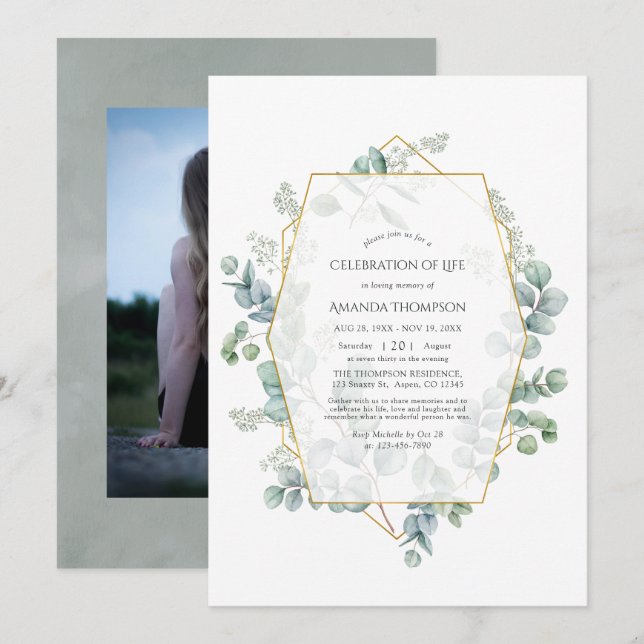 Invitation Célébration géométrique de l'Eucalyptus de la vie  (Devant / Derrière)