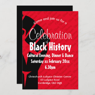 Invitation CÉLÉBRATION HISTOIRE NOIRE Personnalisée BHM Rouge