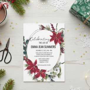 Invitation Célébration hivernale de la vie Poinsettia de Noël