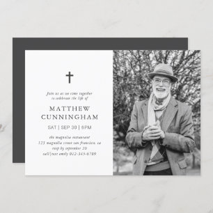 Invitation Célébration Mémorial De La Vie Croix Simple Modern