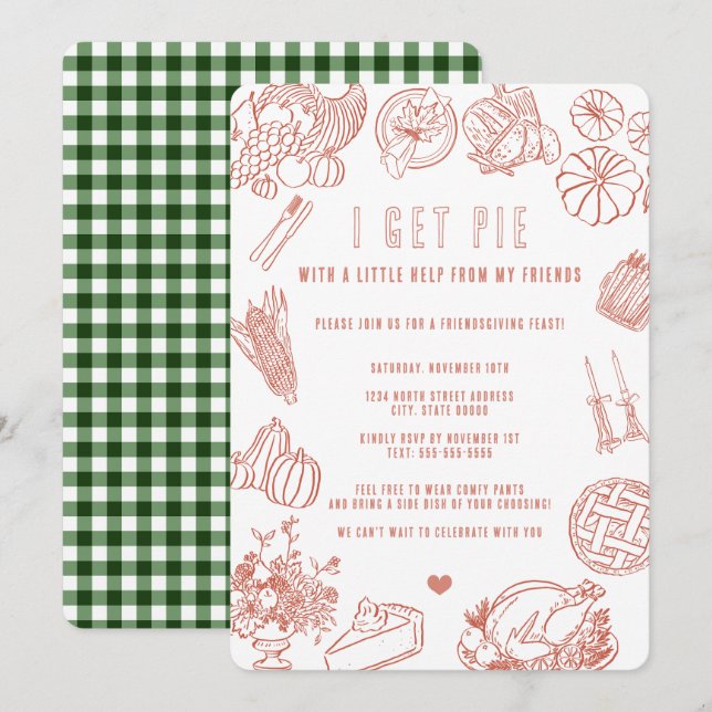 Invitation Célèbration mignonne et décontractée du dîner de F (Devant / Derrière)