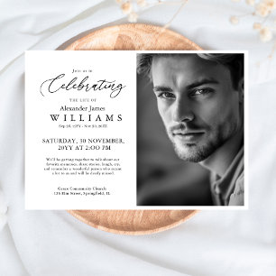 Invitation Célébration minimale de la vie Photo Mémorial Funé