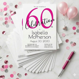 Invitation Célébration minimale du 60e anniversaire rose Fête