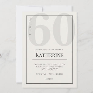Invitation Célébration minimaliste d'anniversaire pour les 60