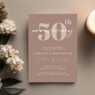 Invitation Célébration minimaliste de 50 ans de mariage beige