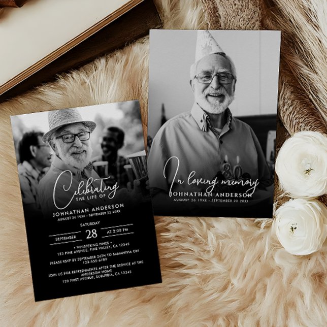 Invitation Célébration moderne de la vie funéraire Photo (Créateur téléchargé)