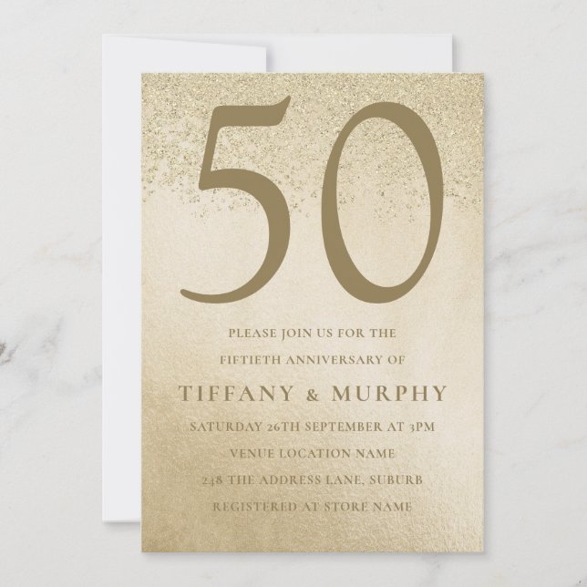 Invitation Célébration moderne d'or de 50 ans de mariage (Devant)