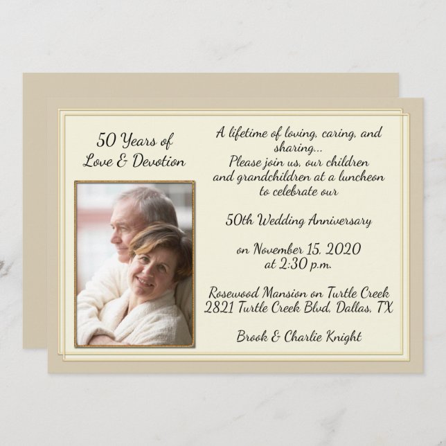 Invitation Célébration moderne du 50e anniversaire (Devant / Derrière)