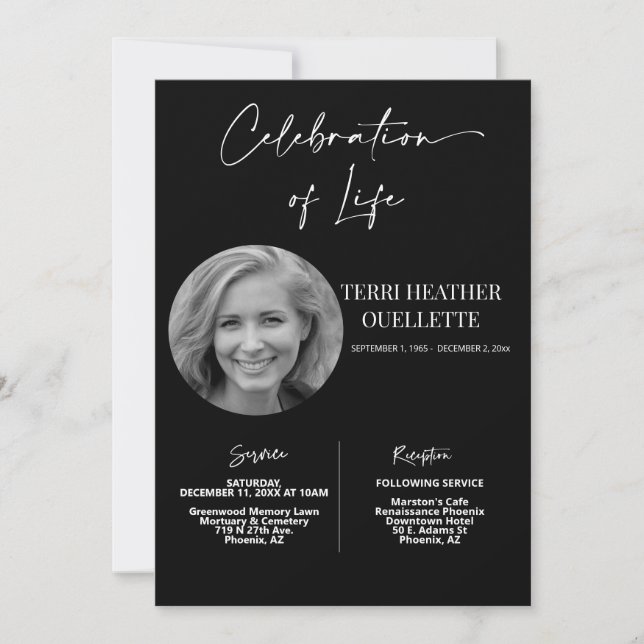Invitation Célébration noire de la vie funéraire (Devant)