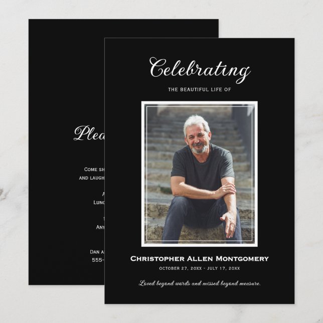 Invitation Celebration of Life Funeral Memorial (Devant / Derrière)