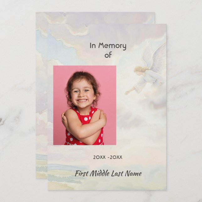 Invitation Celebration of Life Service Angel Reaching  (Devant / Derrière)