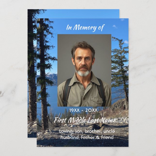 Invitation Celebration of Life Service Lake Forest Trees (Devant / Derrière)