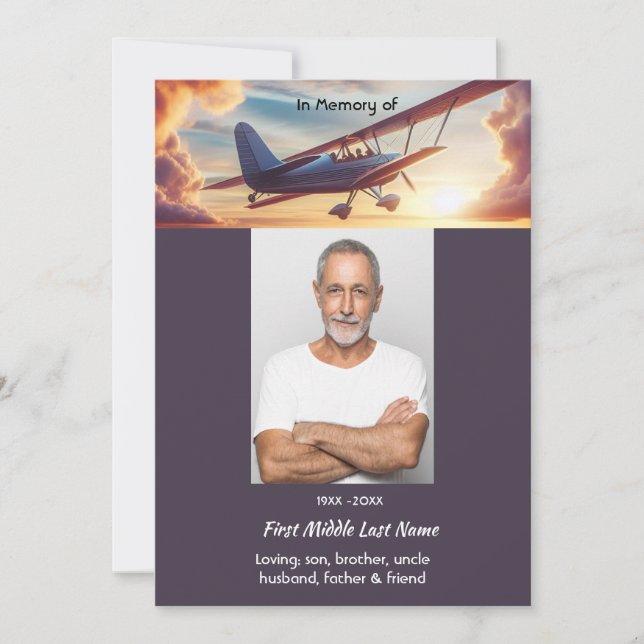 Invitation Celebration of Life Service  Pilot Flying Sunset (Devant)