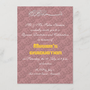 Invitation Célébration rose de musulmans d'Allah