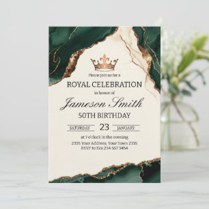 Invitation Célébration Royale Élégante Anniversaire Vert Et O