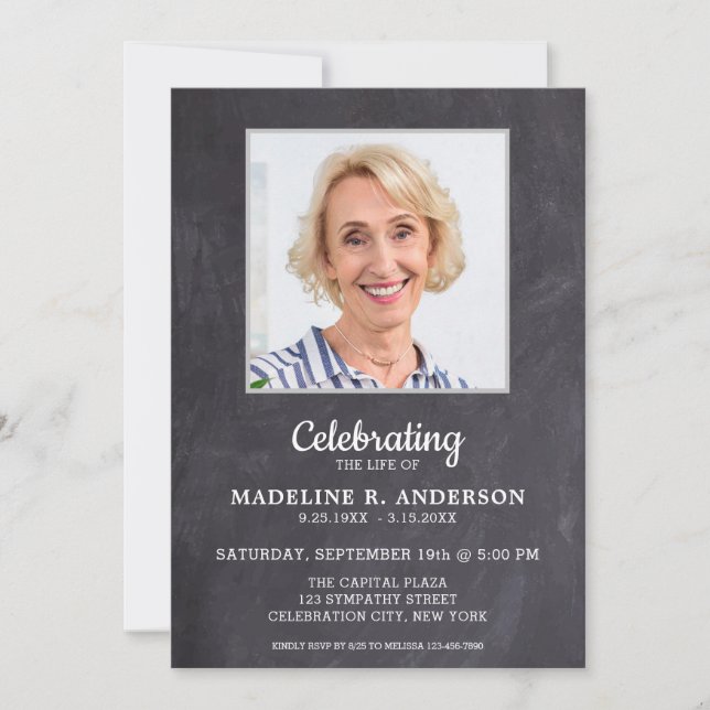Invitation Célébration Rustique De La Vie Memorial Photo Funé (Devant)